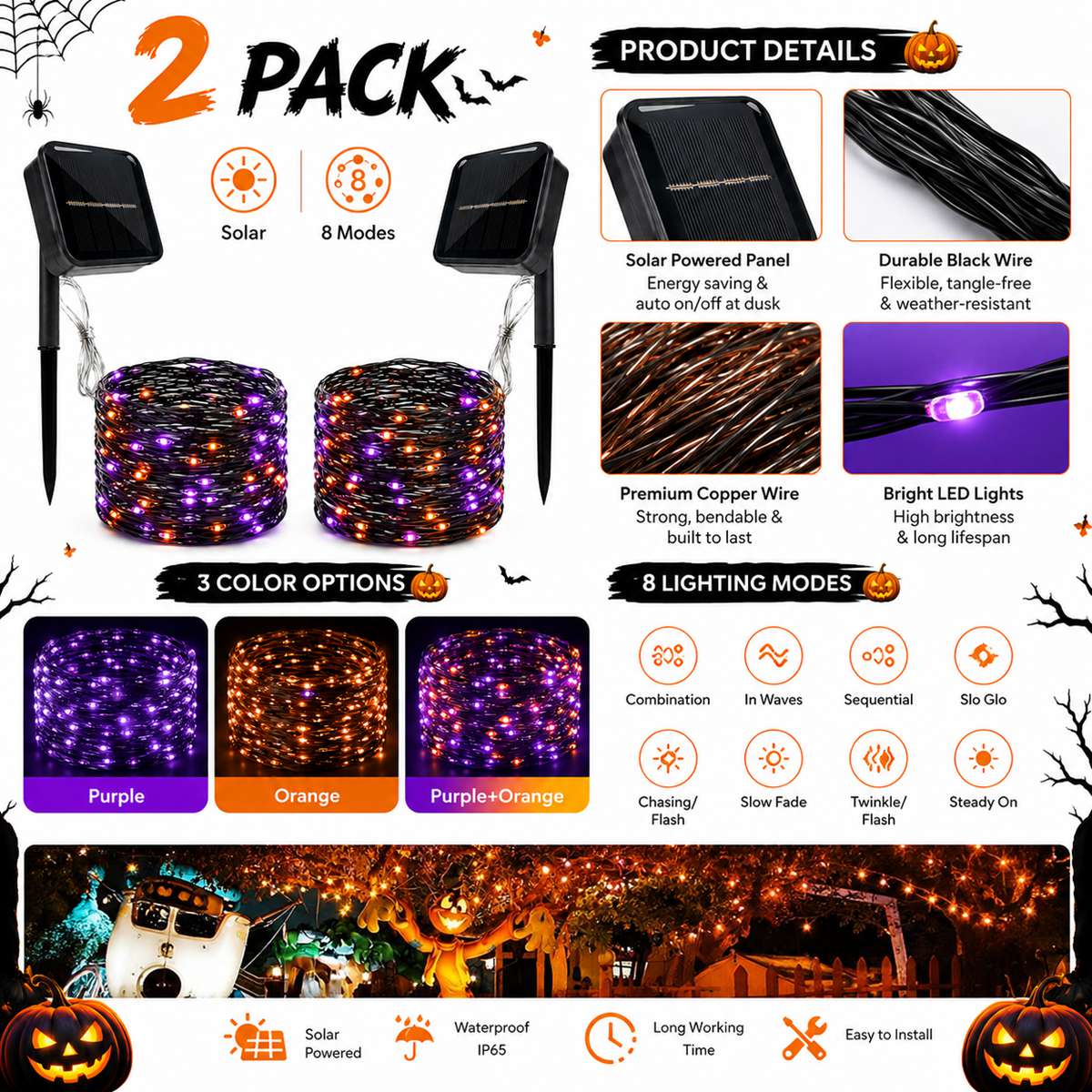 2 Pack Halloween Solar Powered - Outdoor Power Pack ulasan dan harga